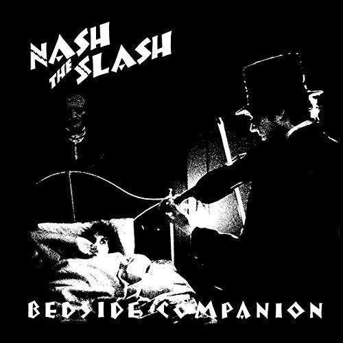 Black and white album cover with a man playing cello beside a bed.