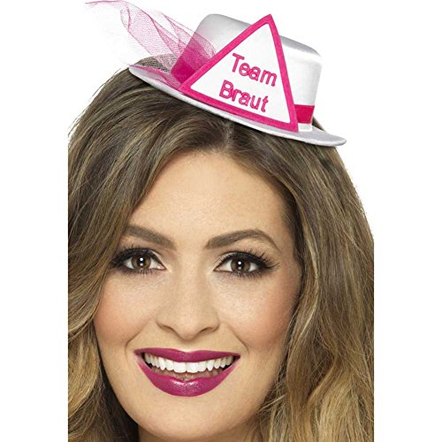 Smiffys Women's 48047 Team Bride Mini Hat Pink/White, One Size Fits All
