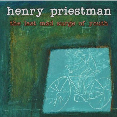 "Album cover with abstract art, bicycle drawing, and artist's name."