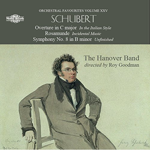 CD cover featuring a sketch of Franz Schubert sitting on a chair.