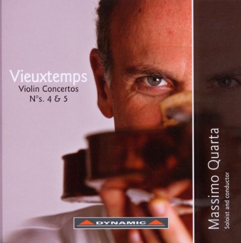 CD cover with a man holding a violin, text "Vieuxtemps Violin Concertos" and "Massimo Quarta".