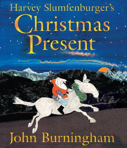 "Illustrated book cover showing a dog riding a donkey under a starry night sky."