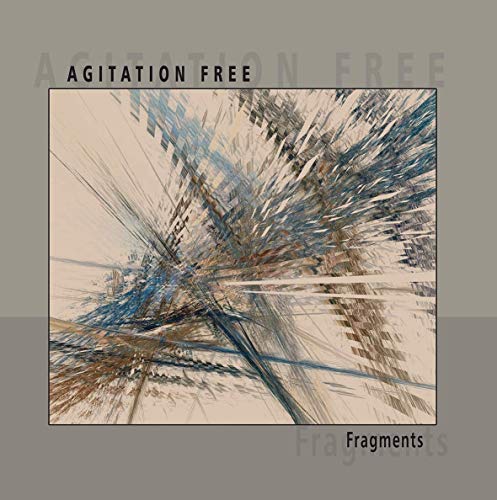 "Album cover art with abstract blue, brown, and beige design on gray background."