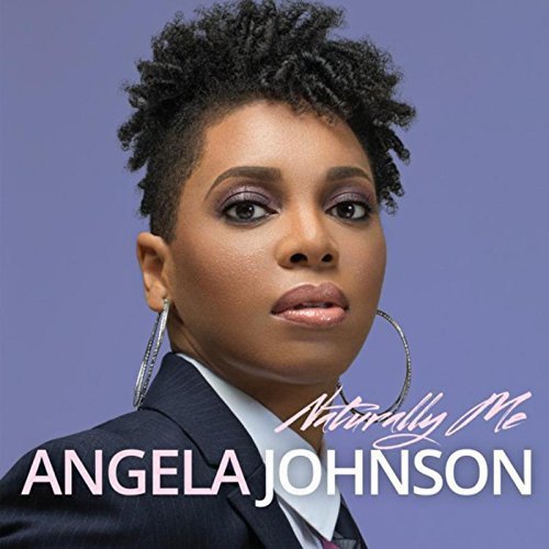 "Album cover featuring Angela Johnson, a woman in a suit, against a purple background."