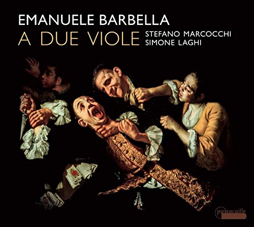 "CD cover art featuring four men in 18th-century attire fighting over money."