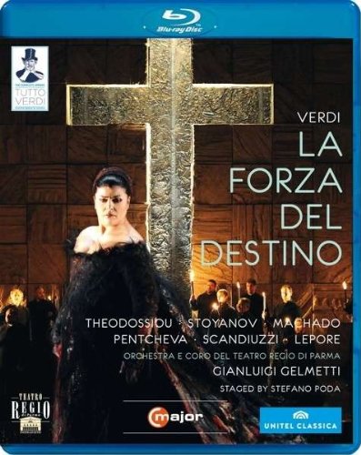 Blue-ray case cover featuring a woman in black before a large cross.