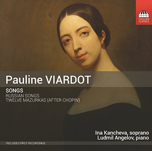 "CD cover featuring a portrait of Pauline Viardot with text overlay and red logo."