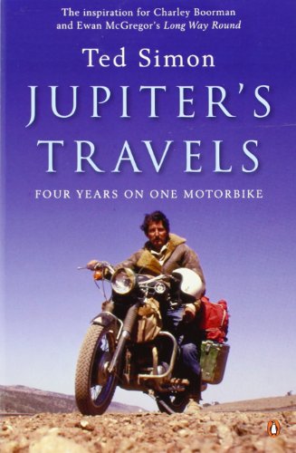 Book cover with man on motorcycle in desert, blue sky, and white text.