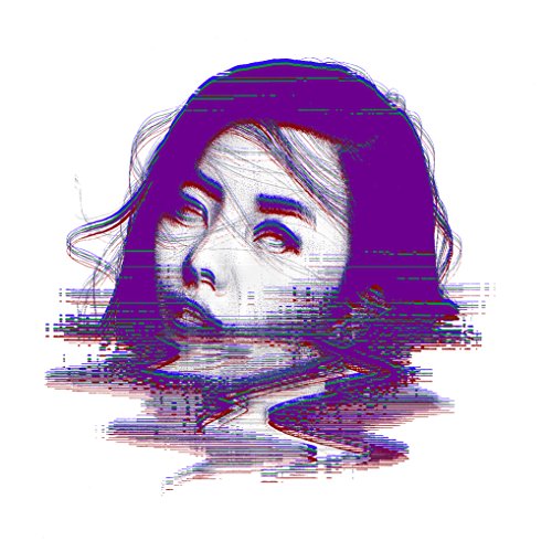 The alt text for the image is: "Purple-toned illustration of a woman's face in water."