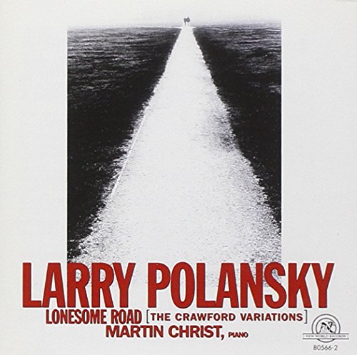 Album cover with black and white road image and red text on a white background.