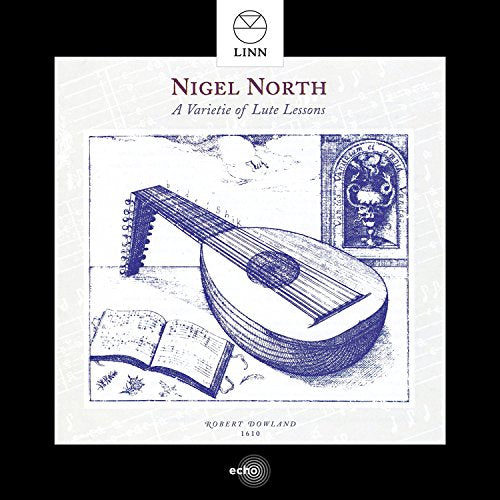 Album cover with lute illustration, white background, and "Nigel North" in red text.
