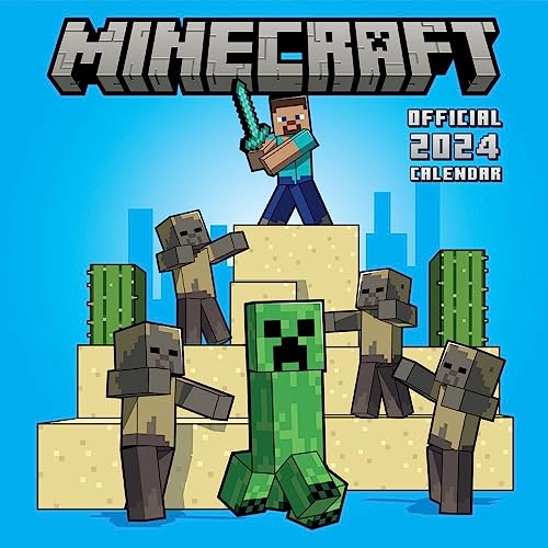 Minecraft 2024 Calendar, Month To View Square Wall Calendar, Official Product
