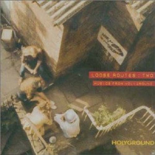 "CD album cover with people sitting outside a wooden building, 'HOLYGROUND' text."