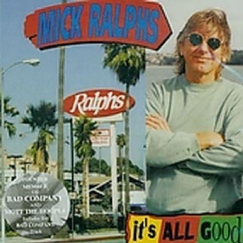 "Album cover featuring Mick Ralphs standing with arms crossed, with street signs and palm trees."