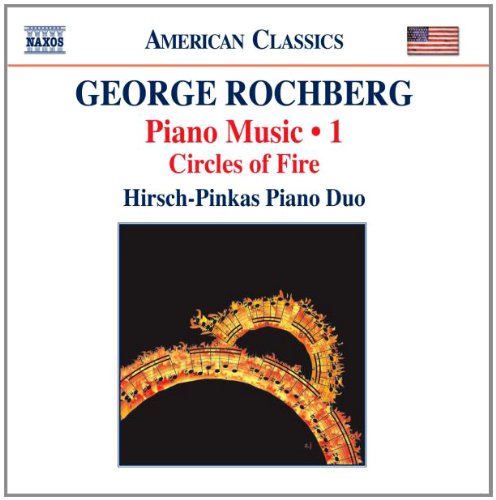 "CD cover with white background, featuring 'GEORGE ROCHBERG' and piano keys illustration."