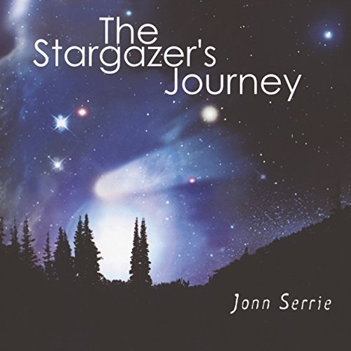 "Album cover with a comet and stars over silhouetted trees, titled 'The Stargazer's Journey'."