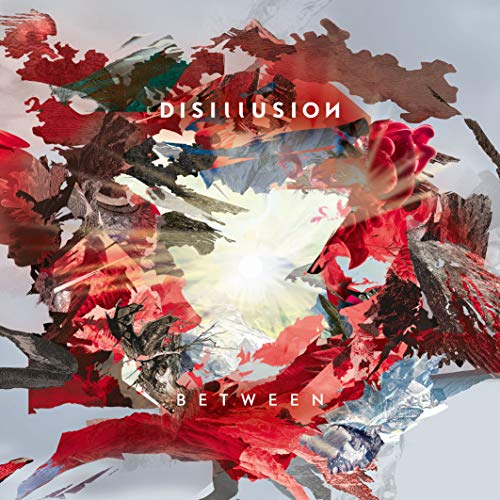 Album cover for “Disillusion - Between” featuring abstract red and white artwork.