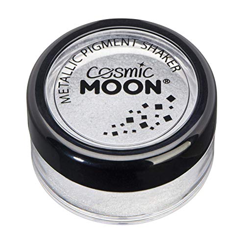 Metallic Pigment Shakers by Cosmic Moon - Silver - Cosmetic Pearlescent Powder, Eye Shadow, Makeup for Face, Eyes & Body