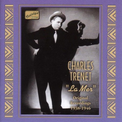 CD cover featuring Charles Trenet in black and white with purple and gold border.