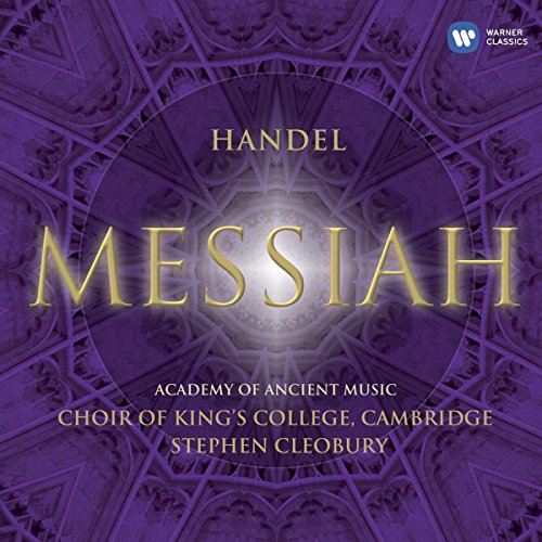 "CD cover with 'Messiah' in gold on purple background with ornate design."
