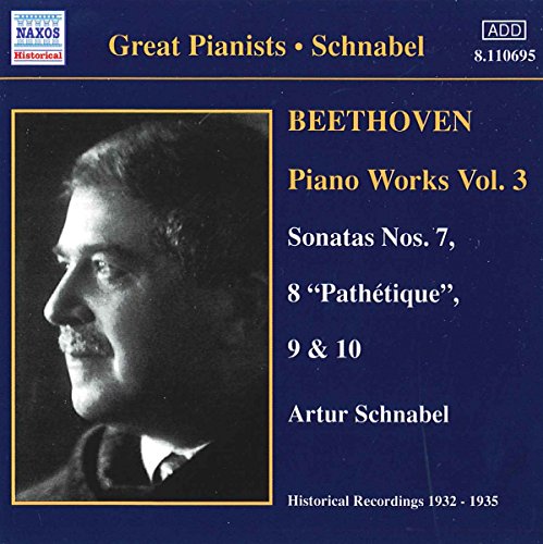 Dark blue CD cover with black-and-white photo of man and Beethoven piano works details.
