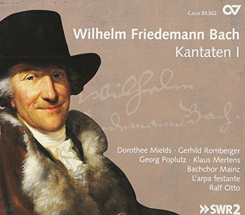 CD cover featuring a portrait of Wilhelm Friedemann Bach wearing a fur coat and hat.