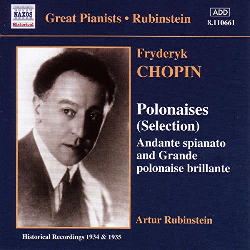 "CD cover with a portrait of Artur Rubinstein on a dark blue background."