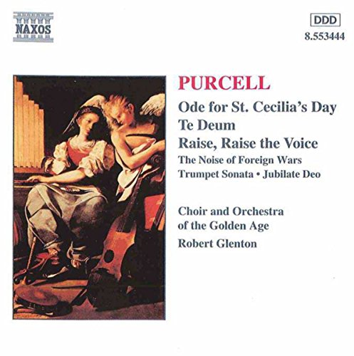 "CD cover with painting of two people and text listing Henry Purcell's choral works."