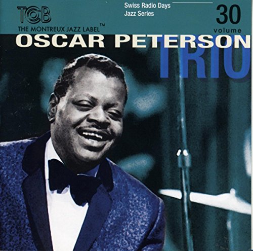 "CD cover featuring a black-and-white photo of Oscar Peterson in a tuxedo."