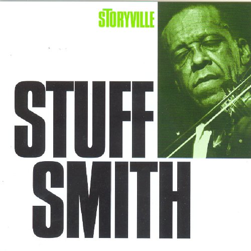 "CD cover with 'STUFF SMITH' in large black text and a green-tinted musician image."