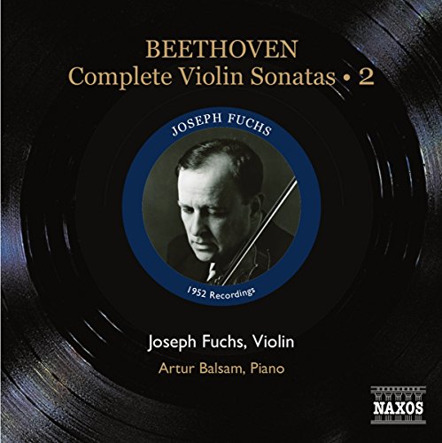 Black vinyl record cover with a portrait of Joseph Fuchs and Beethoven's violin sonatas.