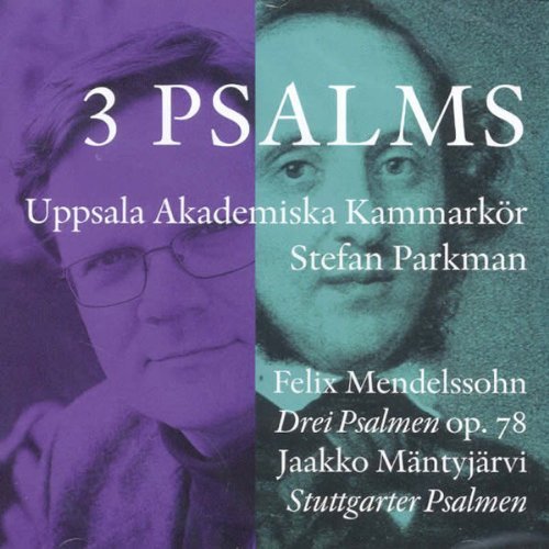 CD cover with two men's portraits, text "3 PSALMS", and names in white on purple and teal.