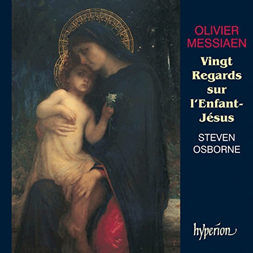 "CD cover featuring a Renaissance-style painting of the Virgin Mary holding the infant Jesus, with the title 'Vingt Regards' and artist names displayed prominently."
