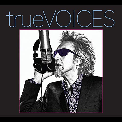 "Album cover with a man singing into a microphone, black and white image."