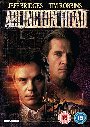 DVD cover for "Arlington Road" featuring Jeff Bridges and Tim Robbins with a suburban house.