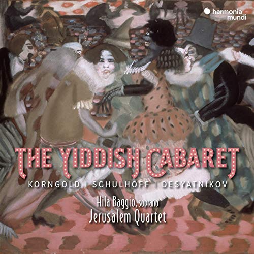 "CD cover with abstract painting of cabaret scene and red, stylized title text."