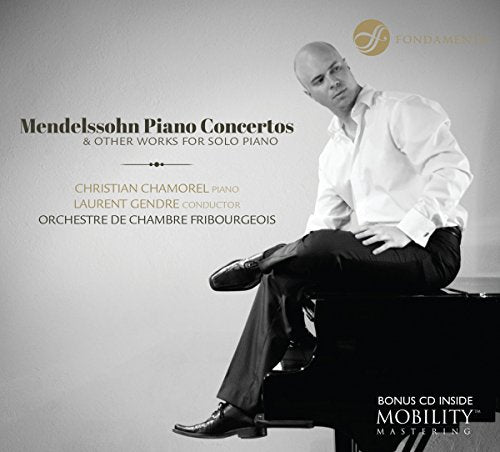 Black and white CD cover featuring a man sitting on a piano bench.