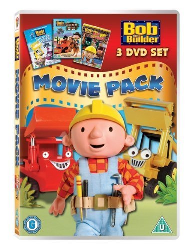 "Bob the Builder DVD case featuring Bob and machines on a red background."
