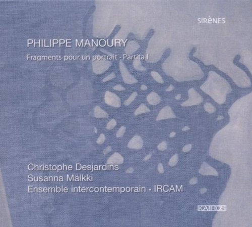 Blue and white abstract album cover with white text and artist names.