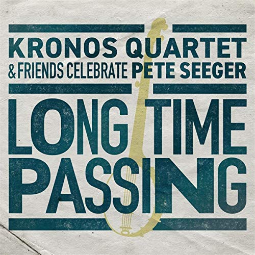 Album cover with "Long Time Passing" in large teal text and a faded banjo image.