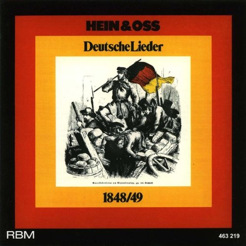 "CD cover with red and orange border, black and white battle illustration."