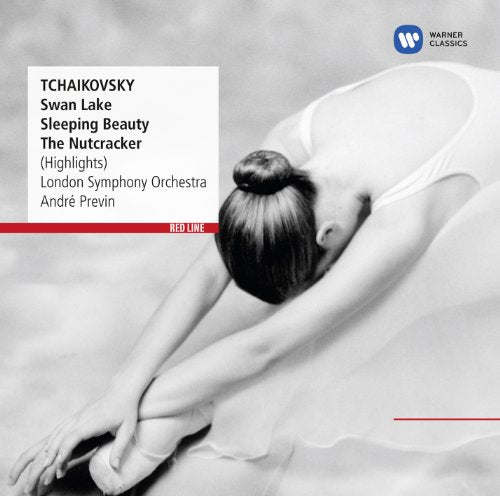 Black and white image of a ballerina on a CD cover with text overlay.