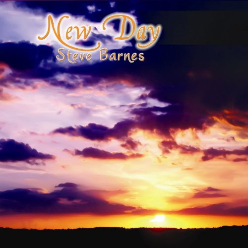 "Album cover for 'New Day' by Steve Barnes, featuring a vibrant sunset sky."