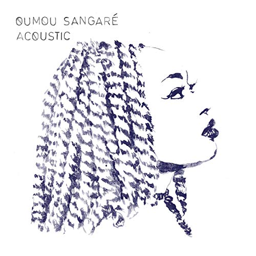 The alt text for the image is: "Album cover featuring a blue and white illustration of a woman's face."
