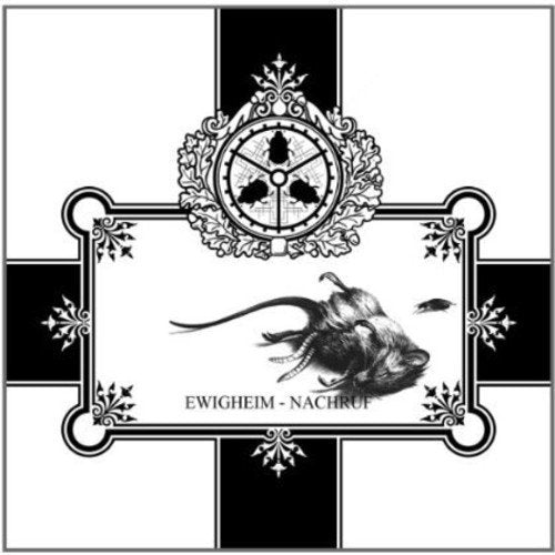 Black and white CD cover with rat illustration and ornate border on black cross background.