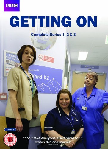 DVD cover for "Getting On" series, featuring three women in a hospital setting.