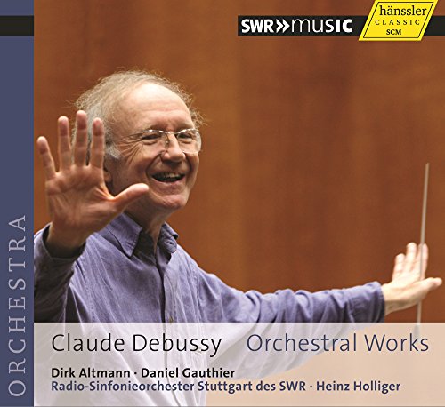 CD cover with conductor Heinz Holliger gesturing, against a reddish-brown background.