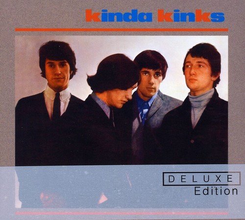 "Kinda Kinks" album cover featuring a band photo with "Deluxe Edition" label.