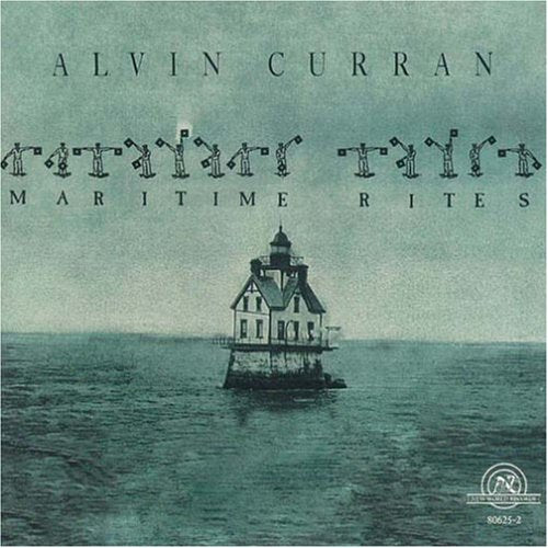 "Album cover featuring a lighthouse on a rocky outcrop surrounded by water."