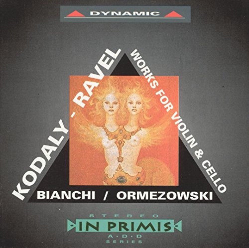 "CD cover with illustration of two winged figures, dark grey background, white and green text."